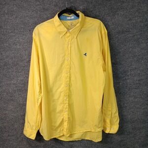 Club Room Fitted Yellow Button Down Shirt Wasp Bee Embroidery Distress WPL 8046